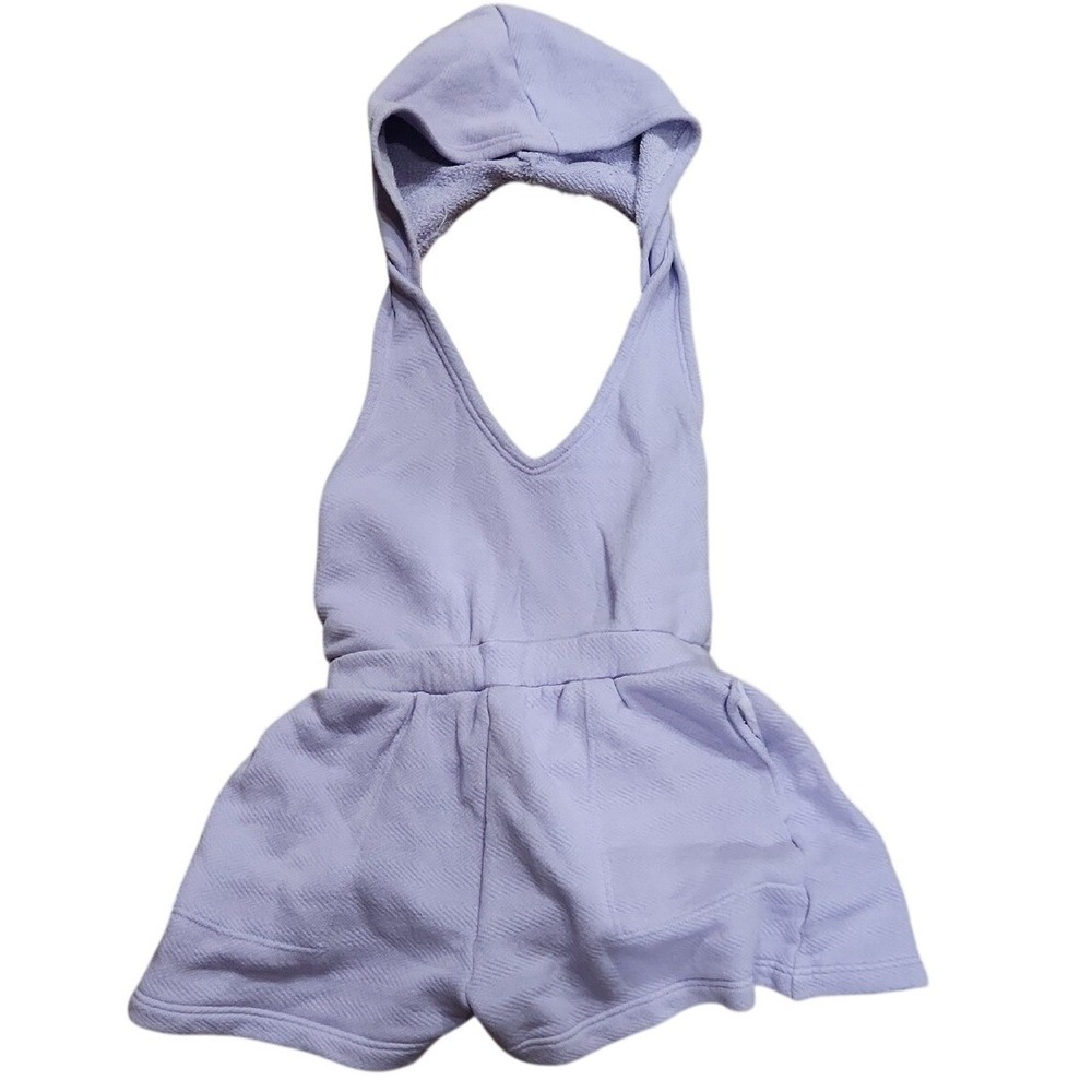 Free People FP Beach Oliver Terry Romper Boho Hoodie Sporty Beach purple Medium